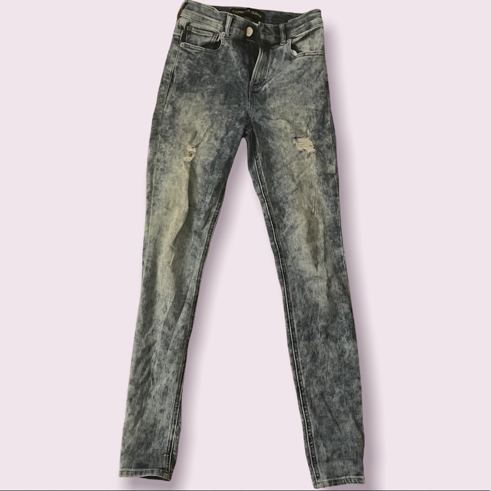 Express Acid Wash Distressed Denims Jeans Size 0